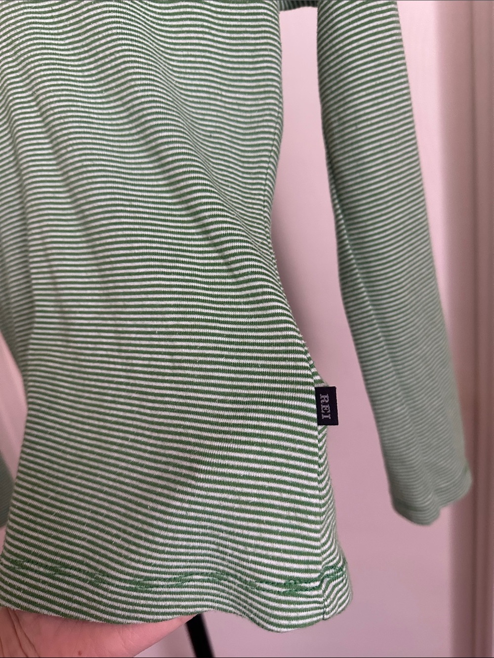 REI Mint Green Striped Long-Sleeve Henley Top - Picture 3 of 7